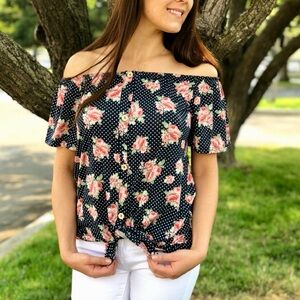 7th Ray Floral Off-Shoulder Top
